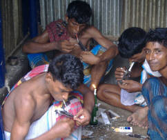 Drug use in Asian slum area